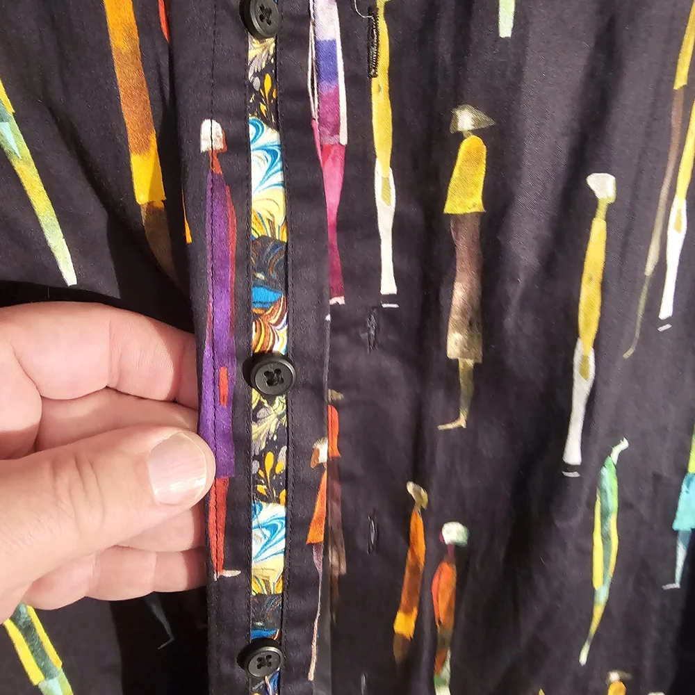 Robert Graham Black Multicolor Patterned Shirt - Picture 3 of 14